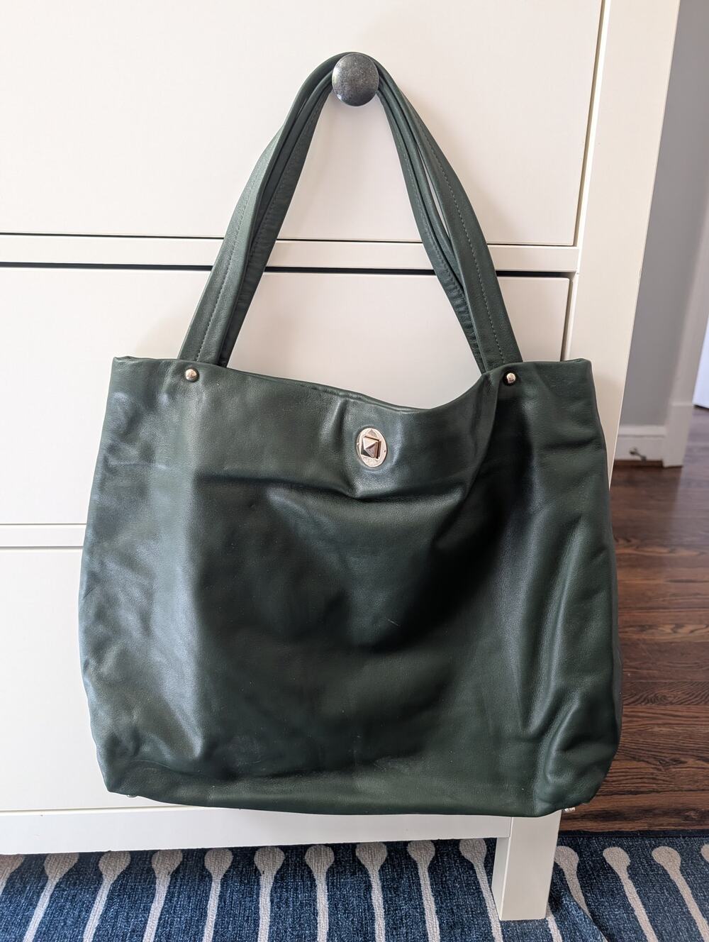 Kate Spade Sutton Place Claudia Lamb Skin Leather Tote Hunter Green